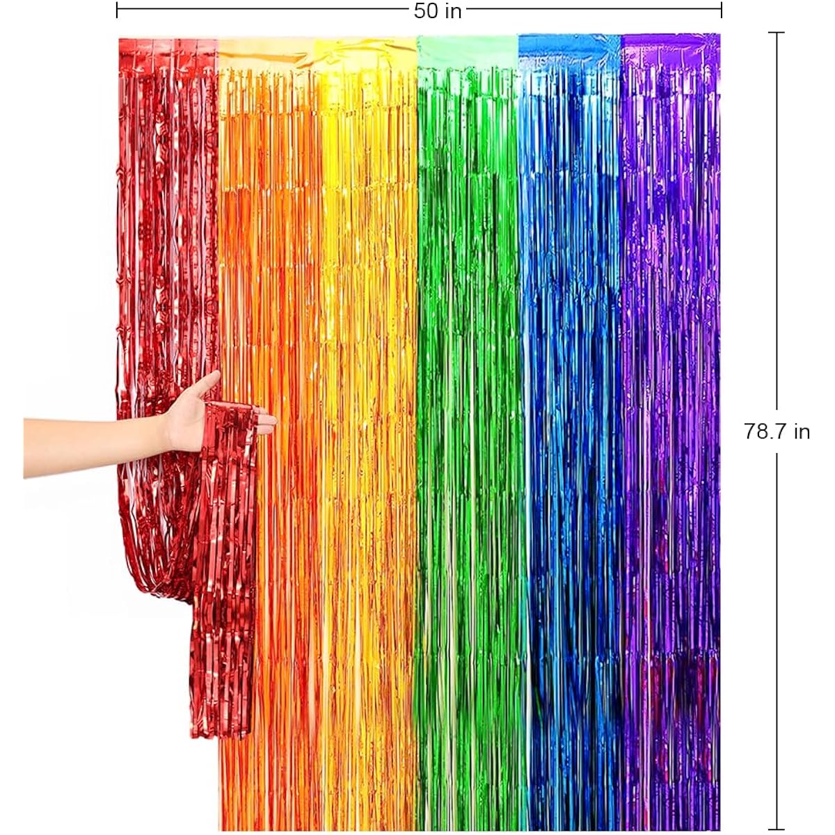 Binpeng Rainbow Foil Fringe Curtain Backdrop (Rainbow (9.84 W x 6.5 L FT))