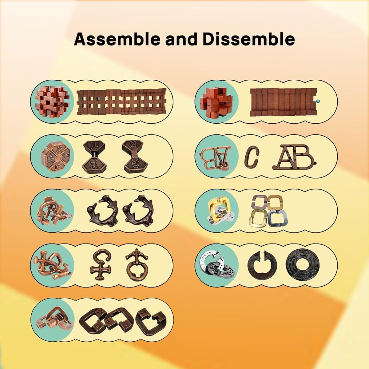 ActPo Difficulty Puzzle Gifts for Adults/Teens/Kids Brain Teaser Puzzle Game Desk Toy 9 Pieces