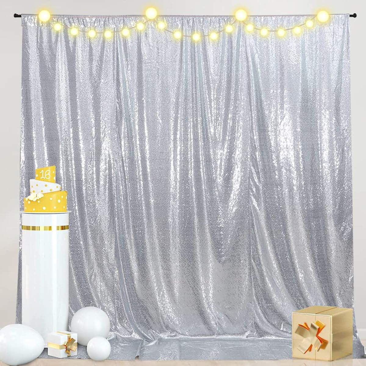 DominiBurl Black 4ft x 7ft Sequin Backdrop Photography Background Selfie Photo Booth for Graduation Bachelorette Party