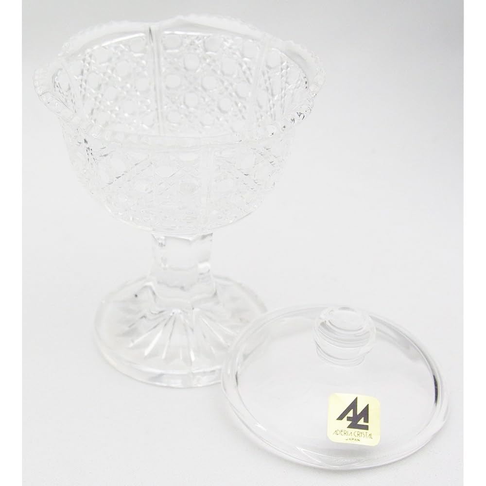 Adelia Cup with Stand, Clear, Maximum 7.5 x Height 9.8cm, Horse Cup, Delicacy with Lid, Set of 6, Crystal Glass, Made in Japan F-70198