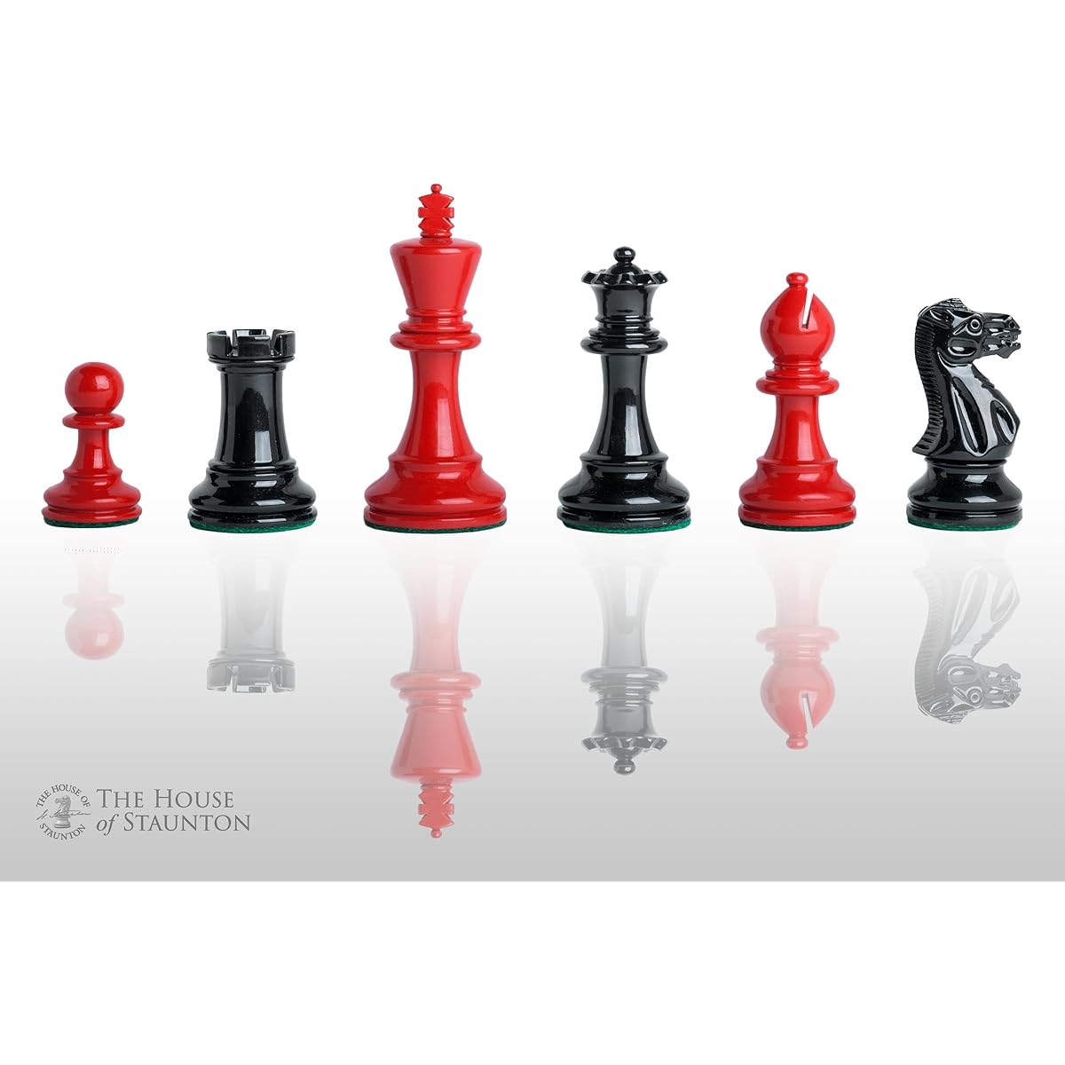 The House of Staunton Grandmaster Legal Chess Set - Pieces Only - 4.0" King - Black and Red Lacquer