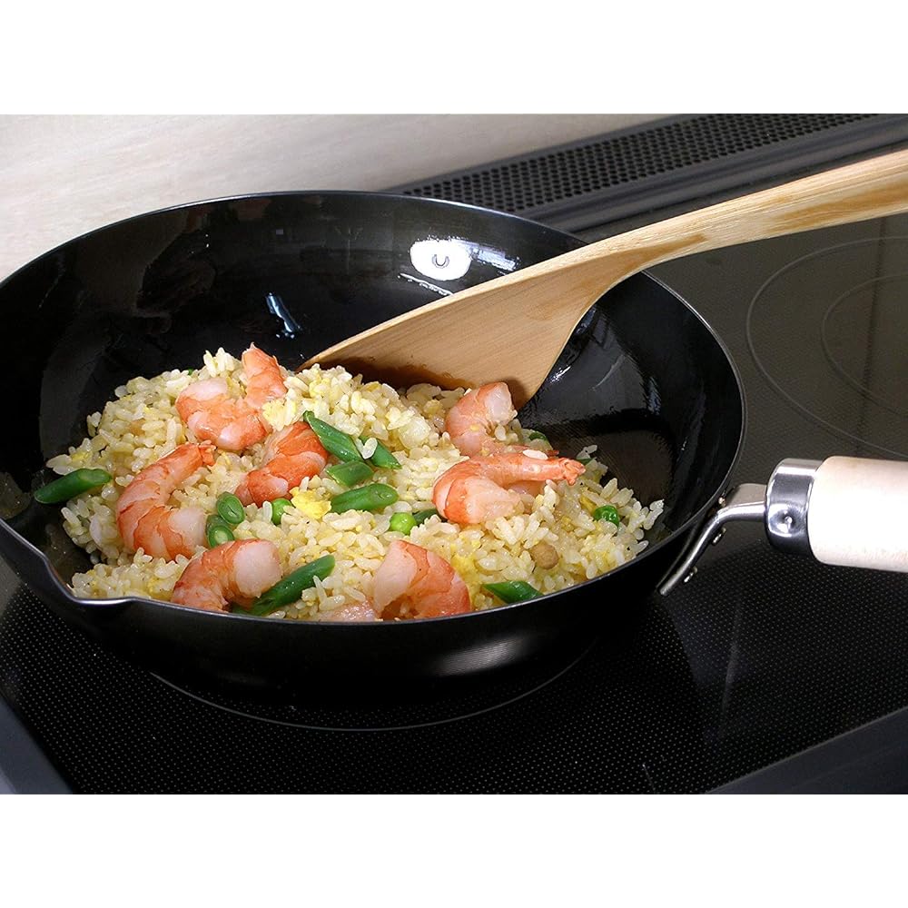 River Light Extreme Iron Frying Pan, Deep Stir-Fry Pot, 30cm, Iron Nitride, Nitriding Processing, IH Compatible, Rust Resistant, Wok, Made in Japan K1430