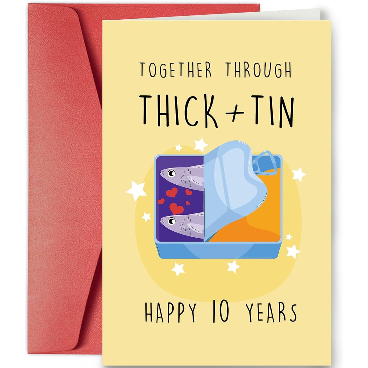 SuperShunhu Funny 10th Anniversary Card for Husband and Wife, Tinplate Anniversary Card, 10th Anniversary Card for Her, Punchy Anniversary Card, Thick Tinplate Together