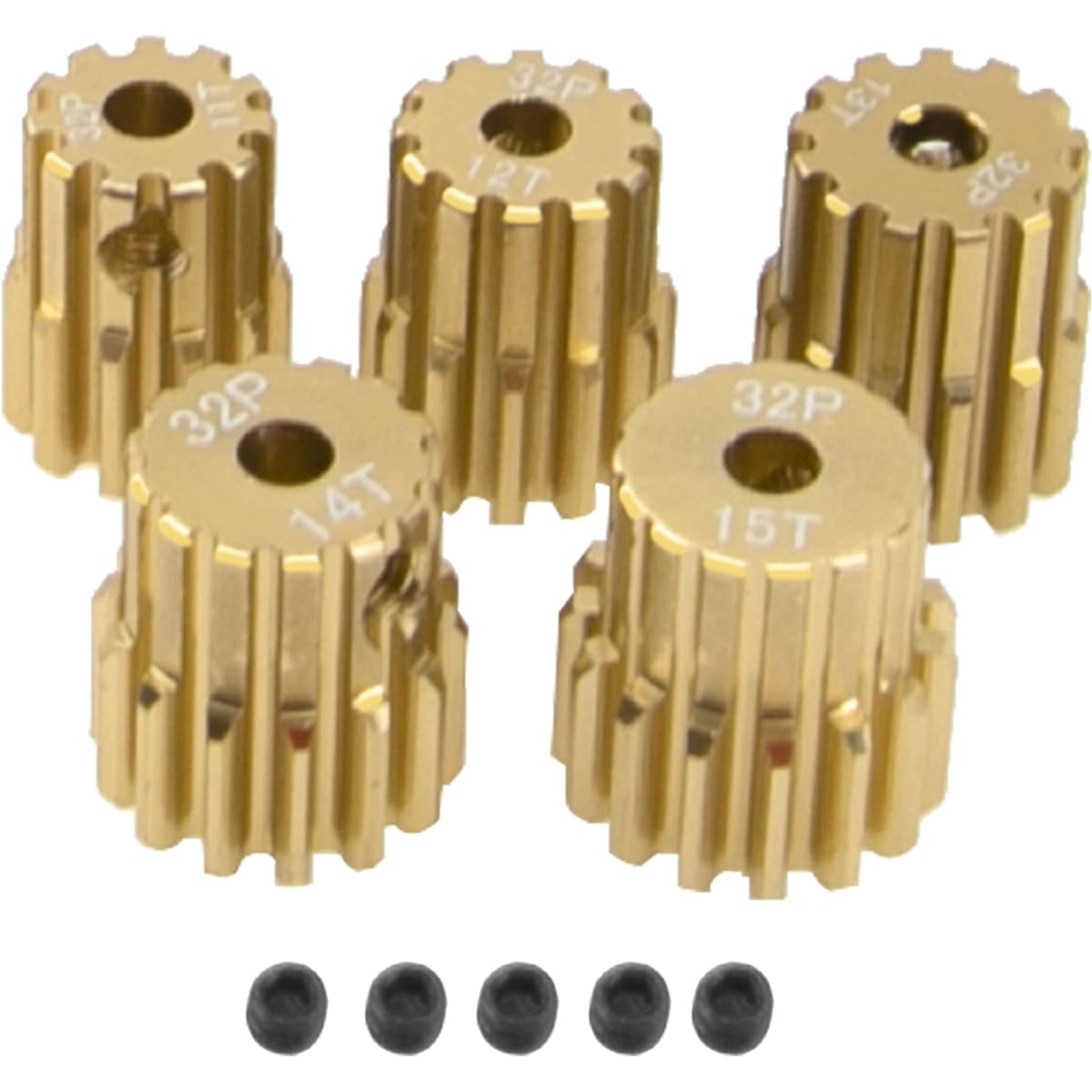 Vgoohobby Aluminum Alloy 32 Pitch Pinion Gear Set 3.175mm Shaft 11T 12T 13T 14T 15T Motor Gear Compatible with Tamiya Kyosho RedCat Losi Axial Traxxas 1/10 RC Car