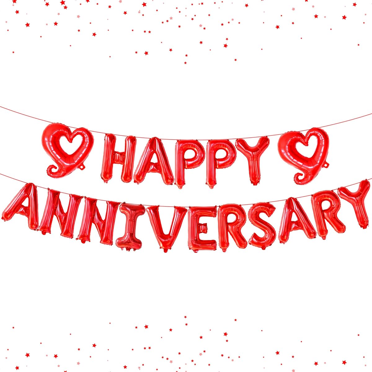 Happy Anniversary Foil Balloon with Hook Love Red