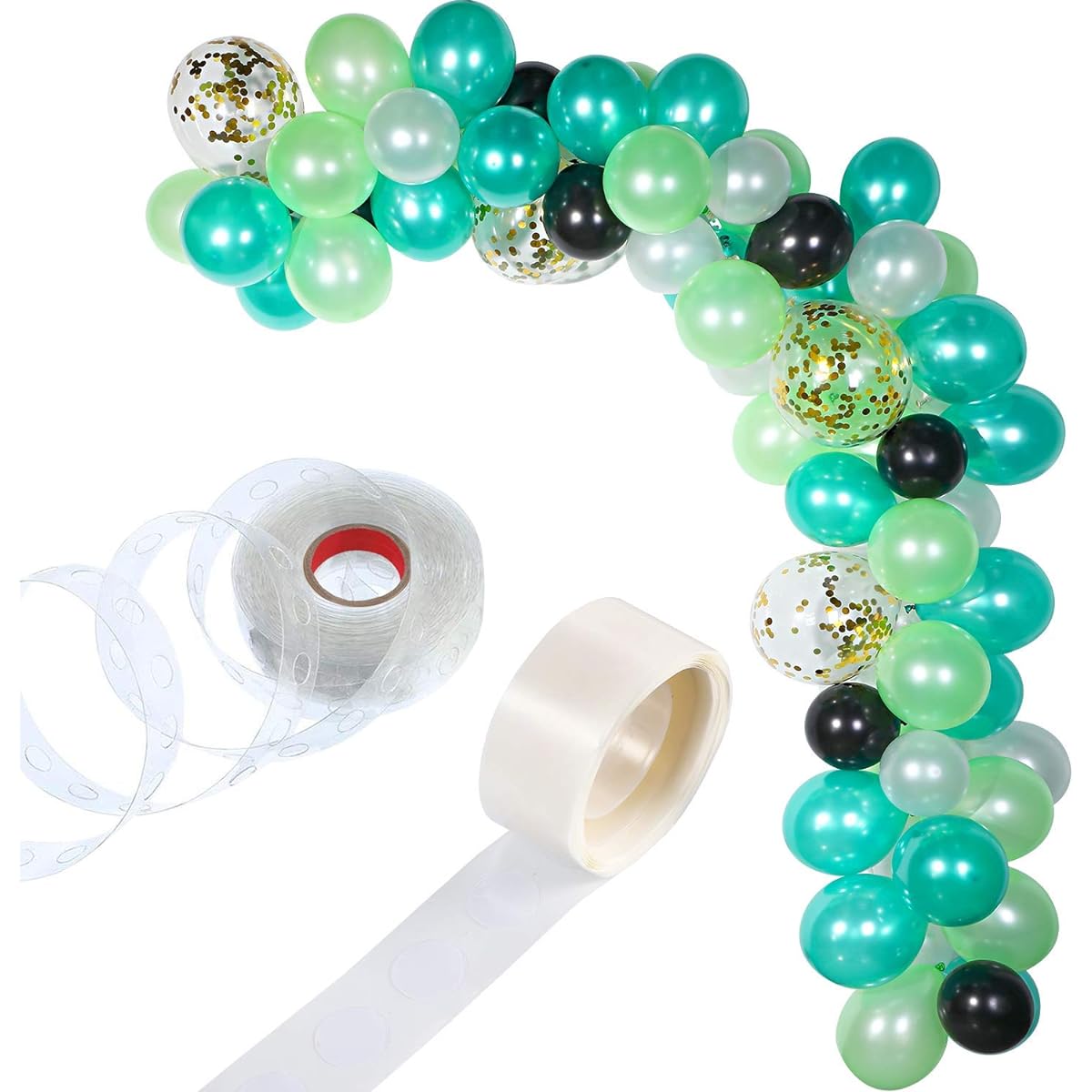 GRAND SHOP Balloon Garland Kit Balloon Arch Garland for Wedding/Birthday Party Decorations (Green, Black, White, Gold) 112 Pieces