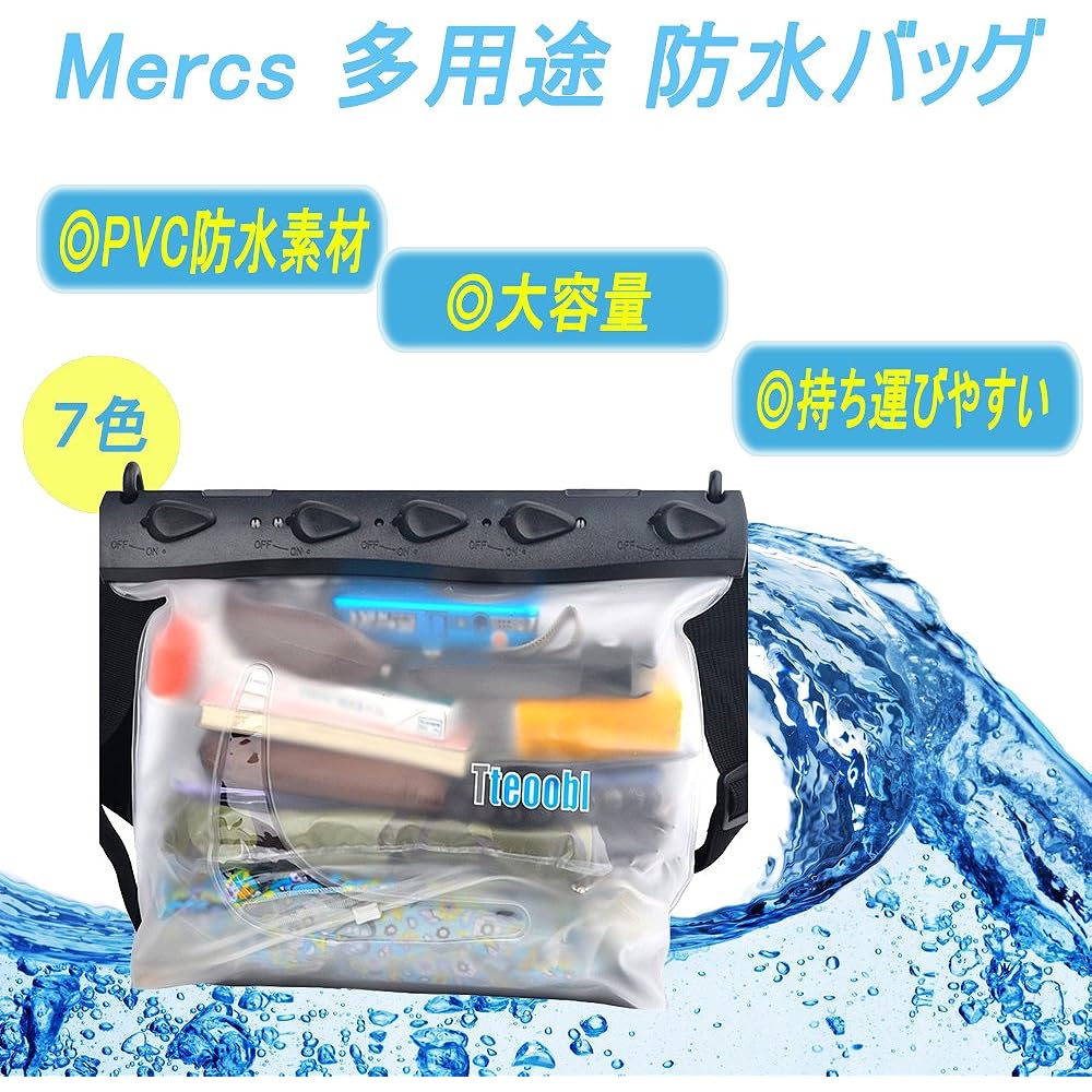 Mercs Tteoobl Waterproof Bag Waterproof Case Pool Bag L Size Shoulder Bag IPX8 Beach Swimming in the River Pool Travel Outdoor Disaster Prevention Essentials Transparent