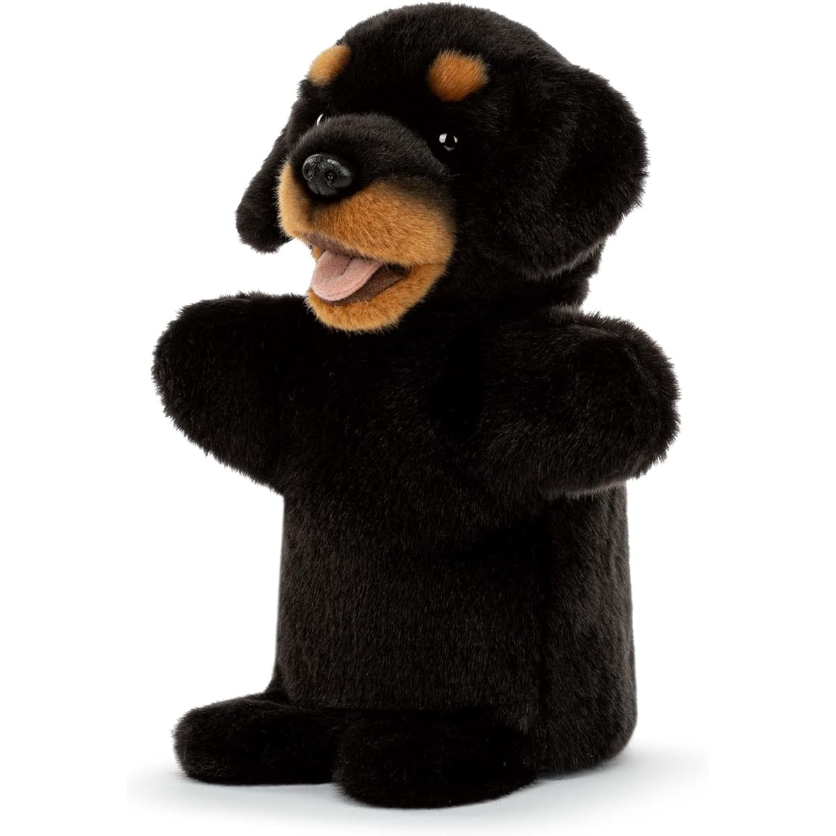 DEMDACO Animal Crafts Black & Brown 11" Plush Puppet Bert the Rottweiler Dog