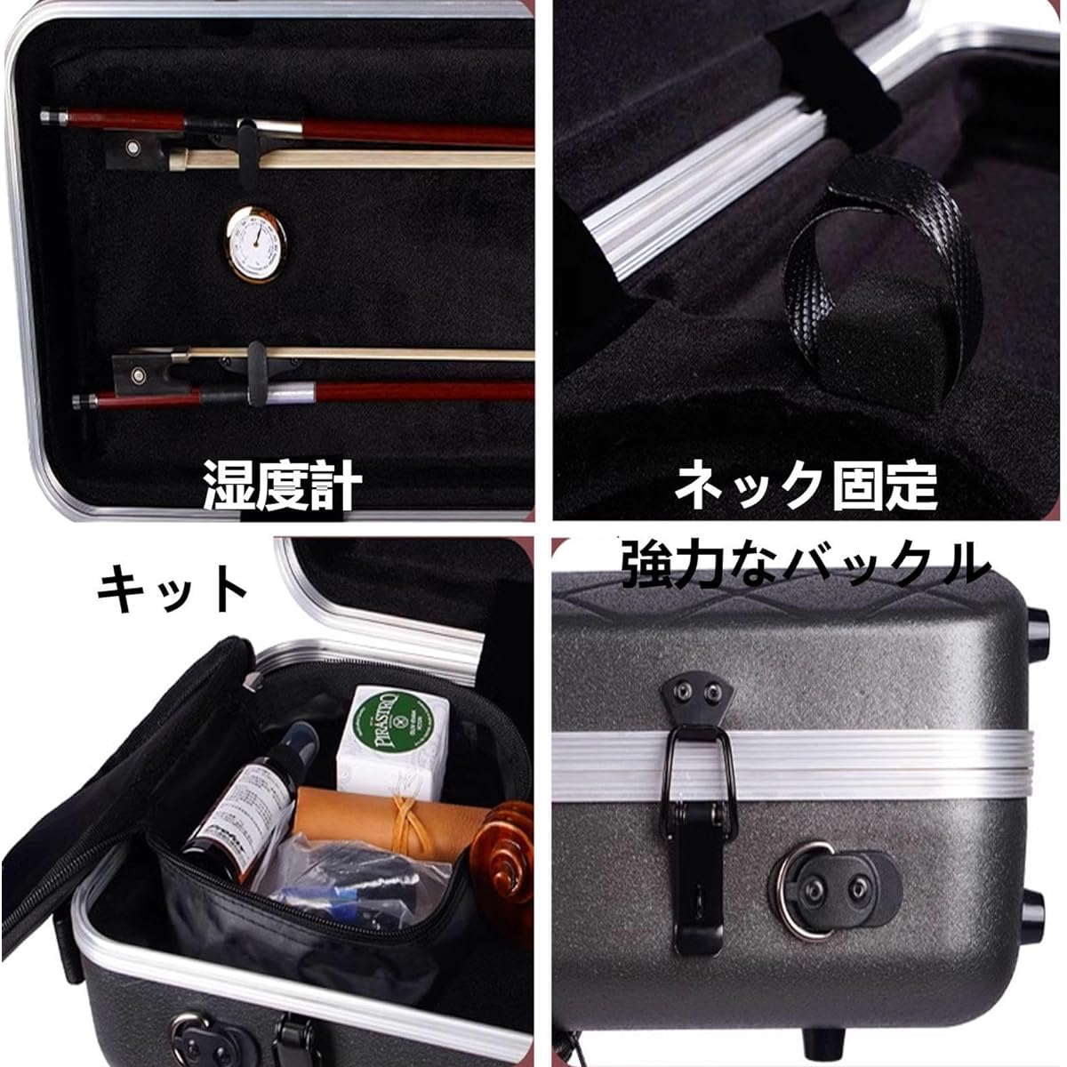 Violin Case, 2024 New 4/4 Full Size Violin Hard Case, Portable Lightweight Violin Case Backpack with Hygrometer, Violin Backpack Carbon Fiber, Carry-On, Violin Protection Box, Protective 4/4 Violin Case, Music and Shoulder Rest Pouch, Gold