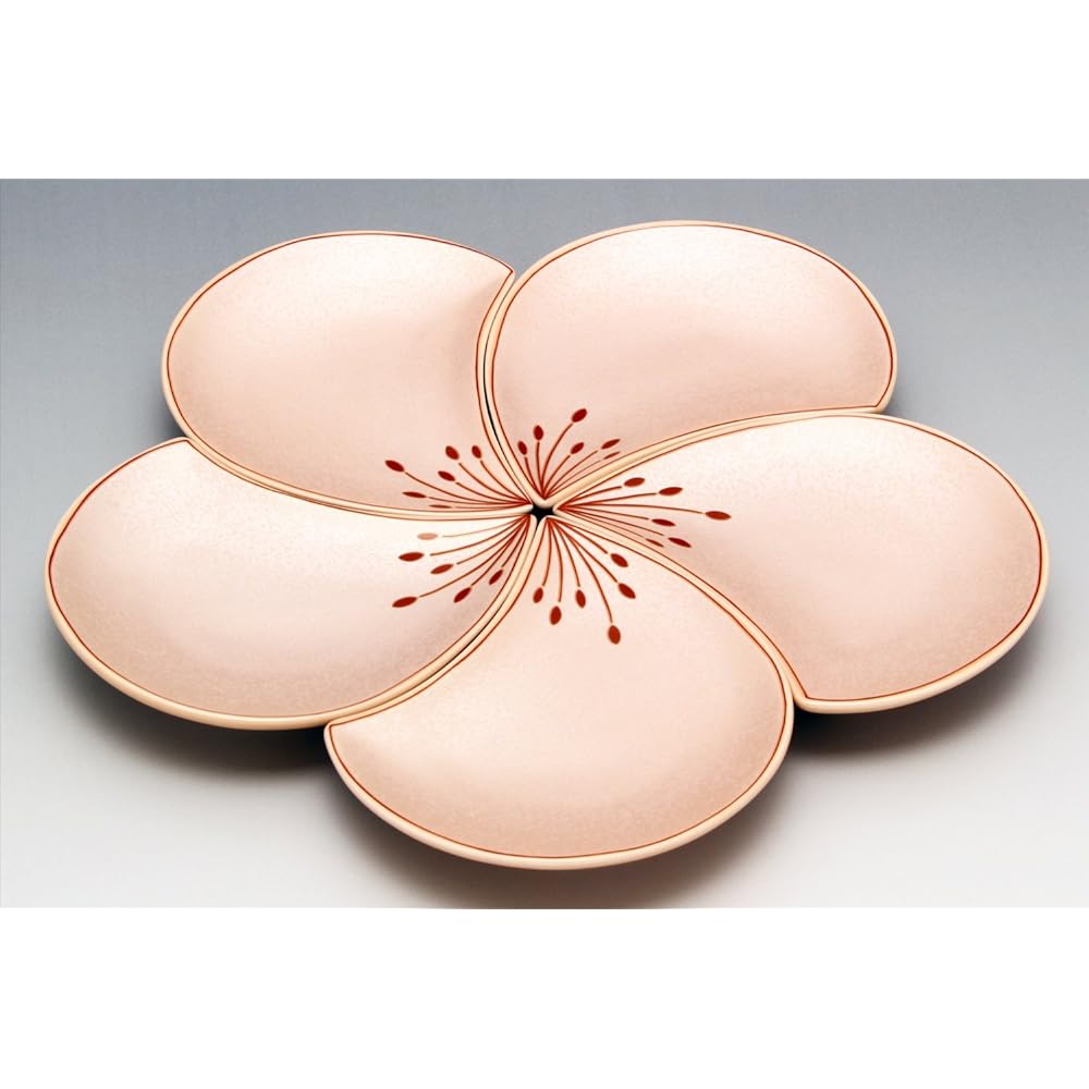 Arita ware Koraku kiln plum petal small plate set of 5 Akebono glaze silver color 97909