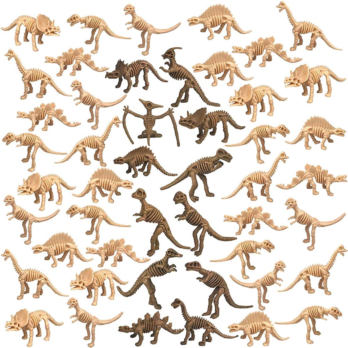 PPXMEEUDC 48 Pieces Dinosaur Fossil Skeleton Dinosaur Skeleton Toy Assorted Figures Dinosaur Bones Birthday Party Room Desk Decor Science Play Dinosaur Sand Dig Party Favors Decorations