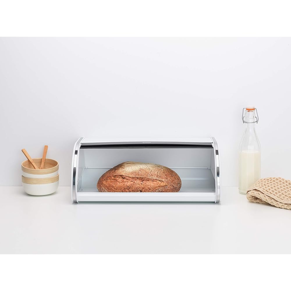 Brabantia Bread Bin Roll Top Storage for Bread, Condiments, Snacks Made in Belgium Off-White 306020 L