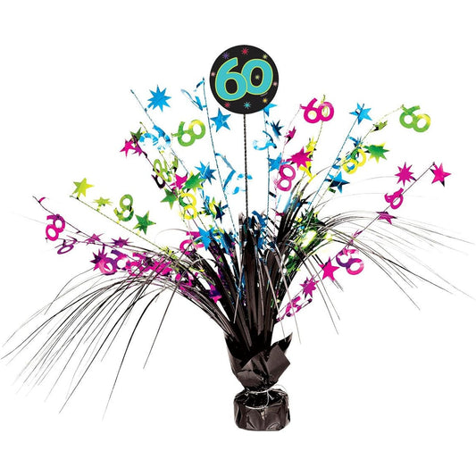 (1) - The Party Continuous 60th Birthday Party Spray Table Centrepiece Decoration, 1 Pieces, Multi, 38cm by Amscan