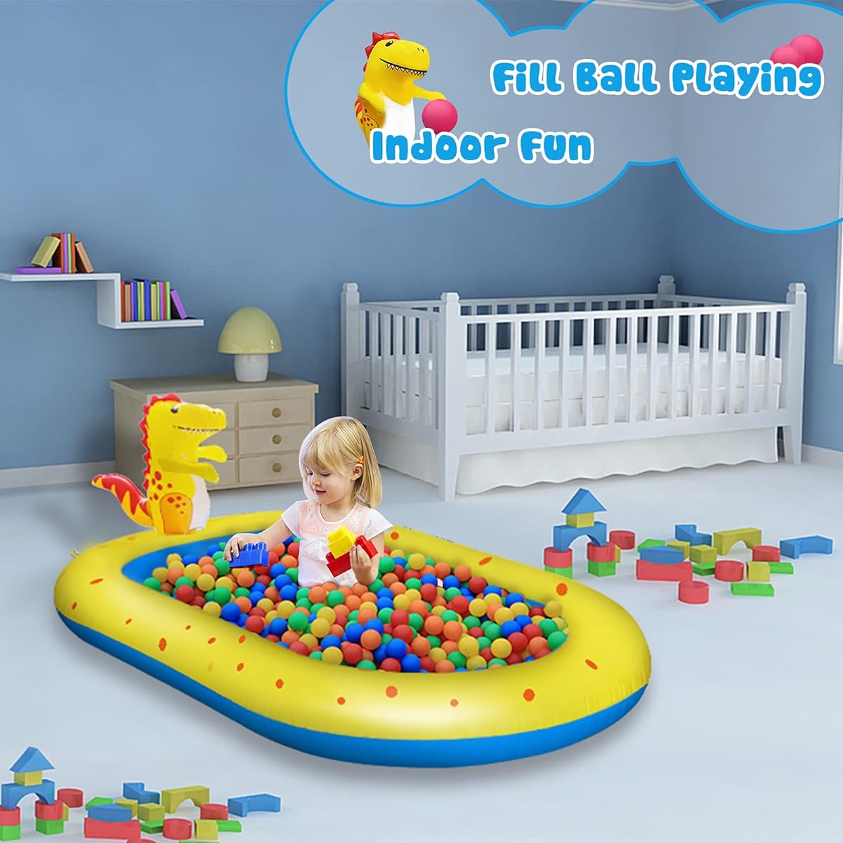 LQTTEK Inflatable Sprinkler Pool for Kids, Cute Dinosaur Kiddie Pool 3 in 1 Backyard Splash Pad Swimming Outdoor Water Toys for Toddlers