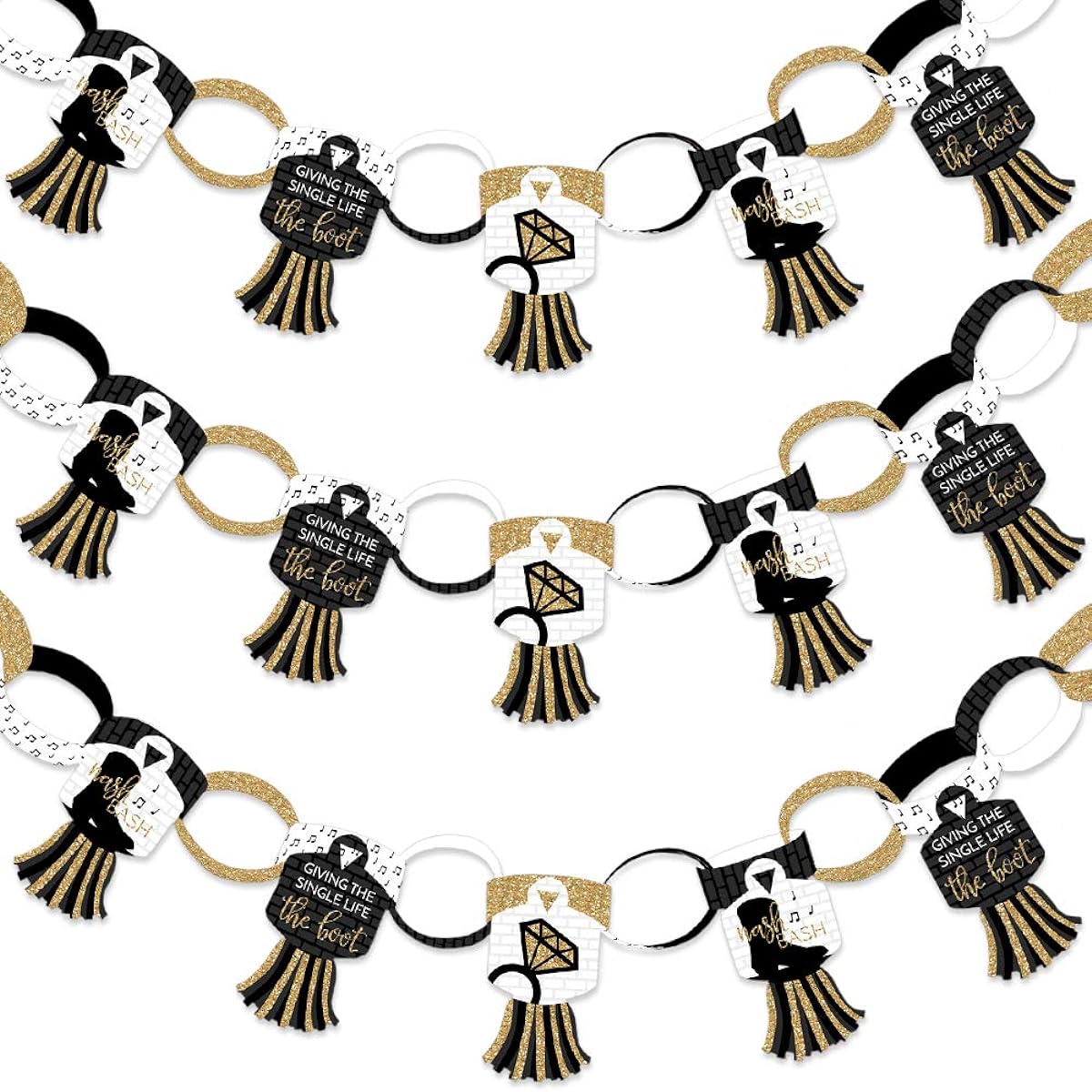 Big Dot of Happiness Nash Bash 90 Chain Links and 30 Paper Tassels Decoration Kit - Nashville Bachelorette Party Paper Chain Garland, 21 Feet