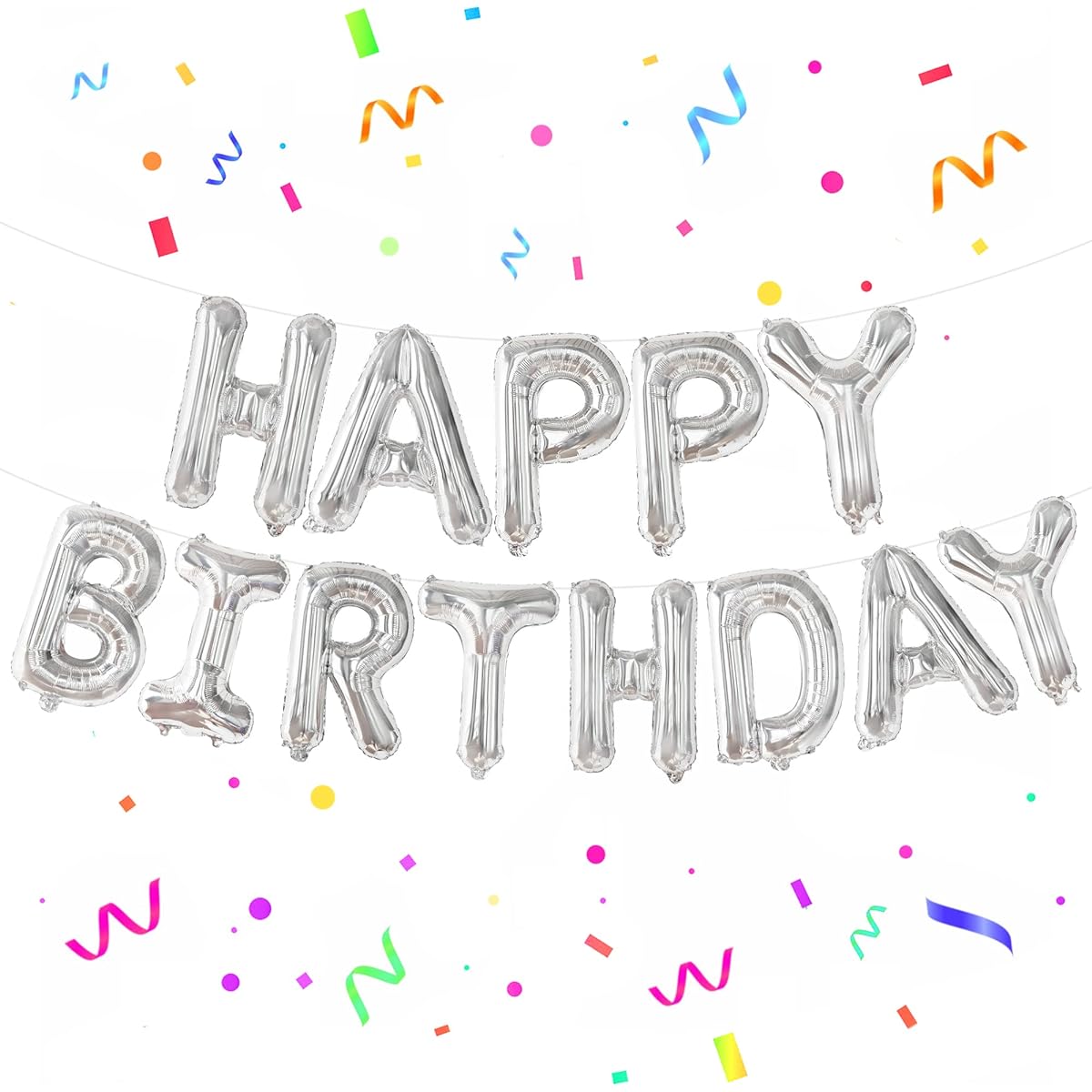 Happy Birthday foil balloon silver