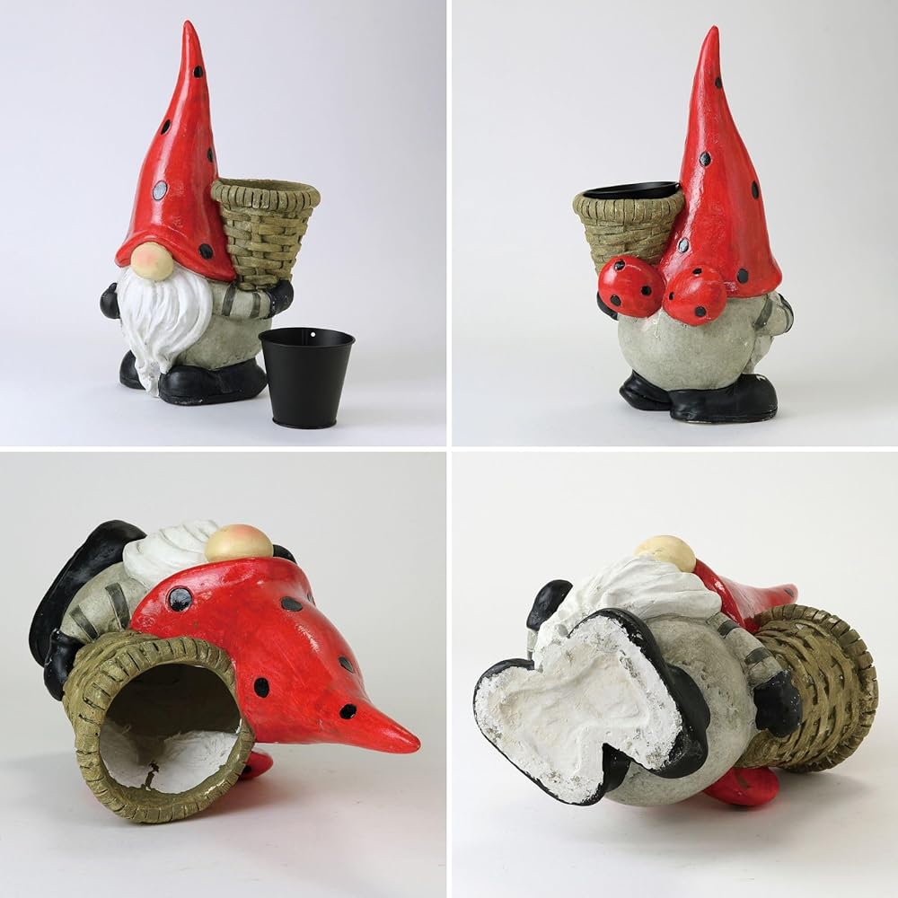 SPICE OF LIFE Object Garden Gnome Basket and Gnome Red Hat Height 45cm Outdoor Suitable CNGT5440