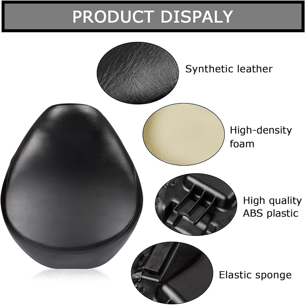 Motorcycle Seat Front Seat for Rider with Base Soft PU Leather/Synthetic Leather Compatible Models Honda Honda Shadow ACE VT750 1998-2003 (Front Seat Cushion)
