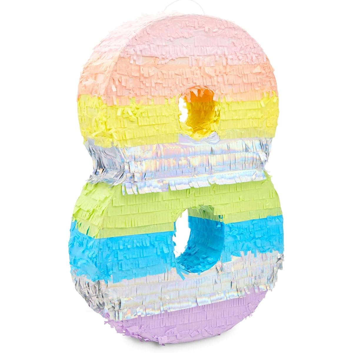 Large Number 8 Pinata for Girls 8th Birthday Party Decorations Rainbow Pastel (21 x 14.5 x 4 inches)
