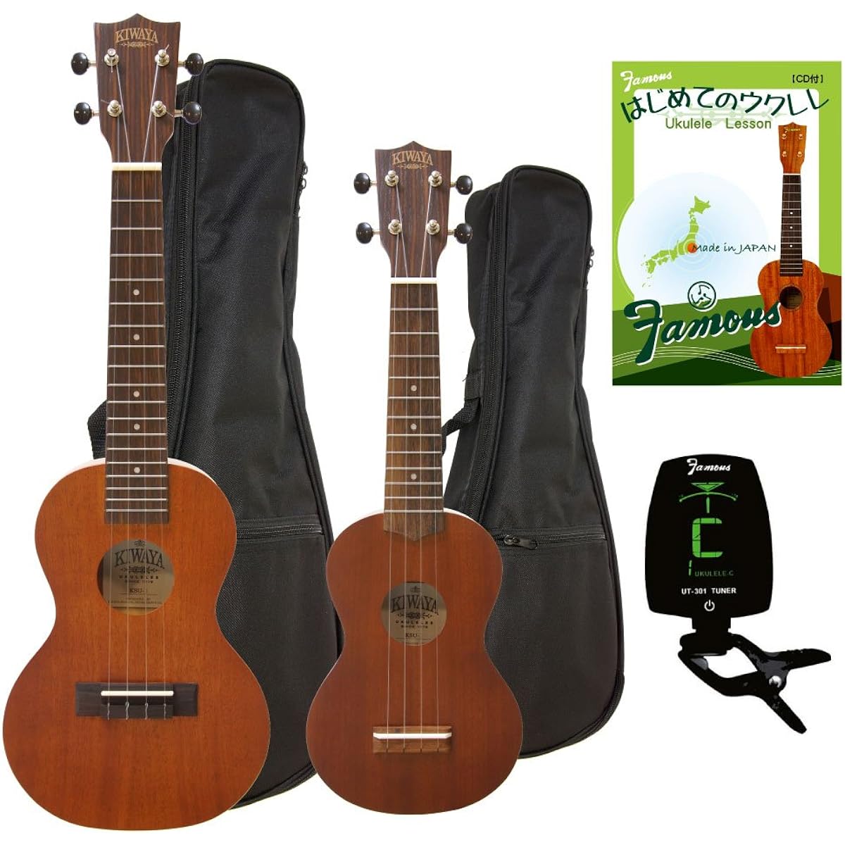 [KIWAYA] Ukulele pair set KSCU-1set (2 ukuleles, tuner, instruction book, case included) For parents and children or couples who want to enjoy playing ukulele