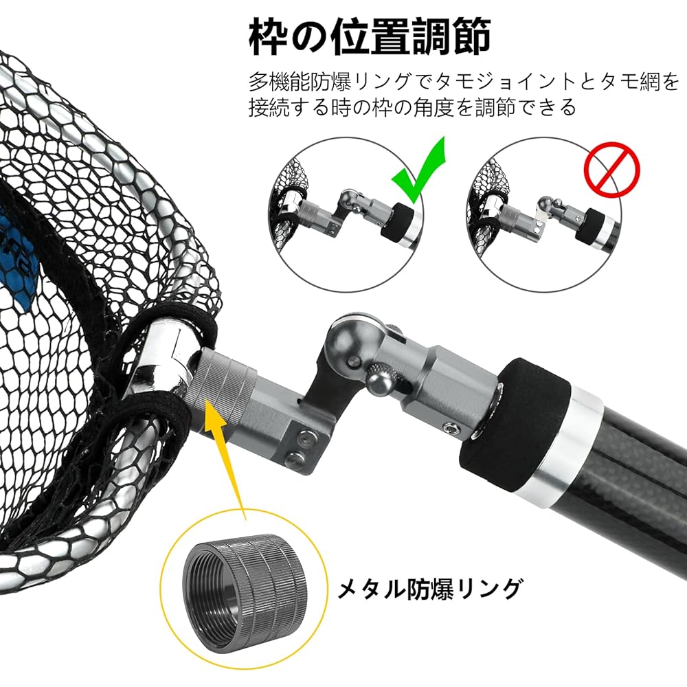 SANLIKE Landing Net Ash Joint Aluminum Large Ash Net Foldable Rubber Coating Net Oval Frame L Size Ash Frame 52 x 65cm Net Joint 3 Colors