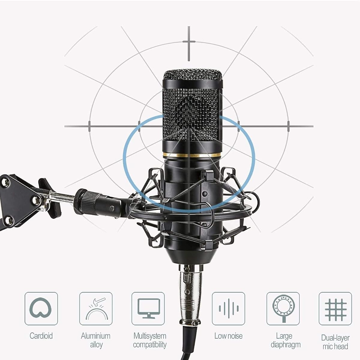 Condenser Microphone Bundle, Microphone Set Vocal Mic for Studio Recording Broadcast