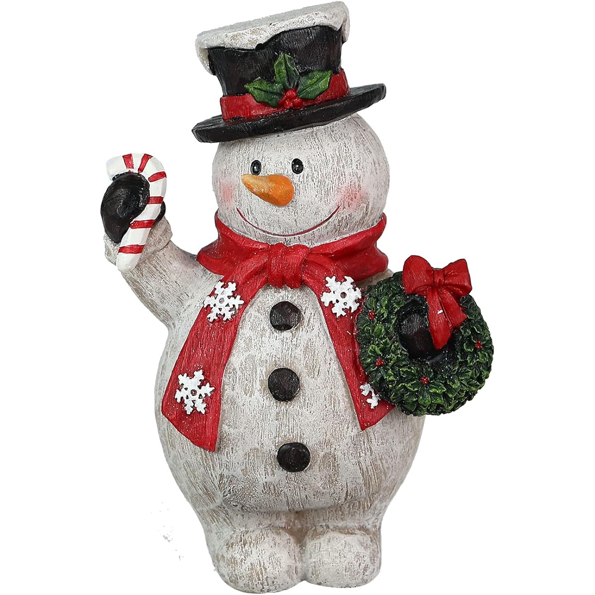 Newsparkle Snowman Christmas Decorations Outdoor Snowman Statue Resin Snowman Figurine Snowman with Wreath