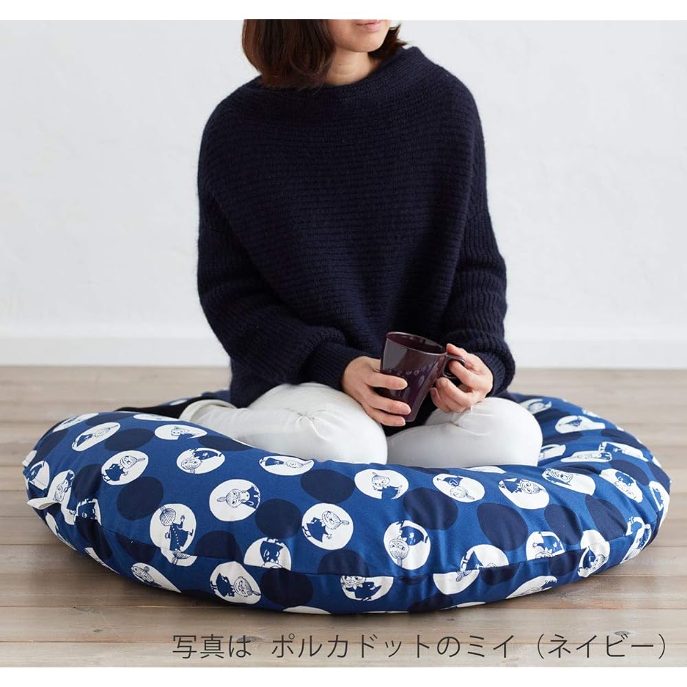 Quarter Report (MOOMIN) Moomin Fluffy Floor Cushion Polka Dot My Red Diameter 100cm Cotton Linen Antibacterial and Deodorizing Effect Cotton Round Round Macaron [Made in Japan]