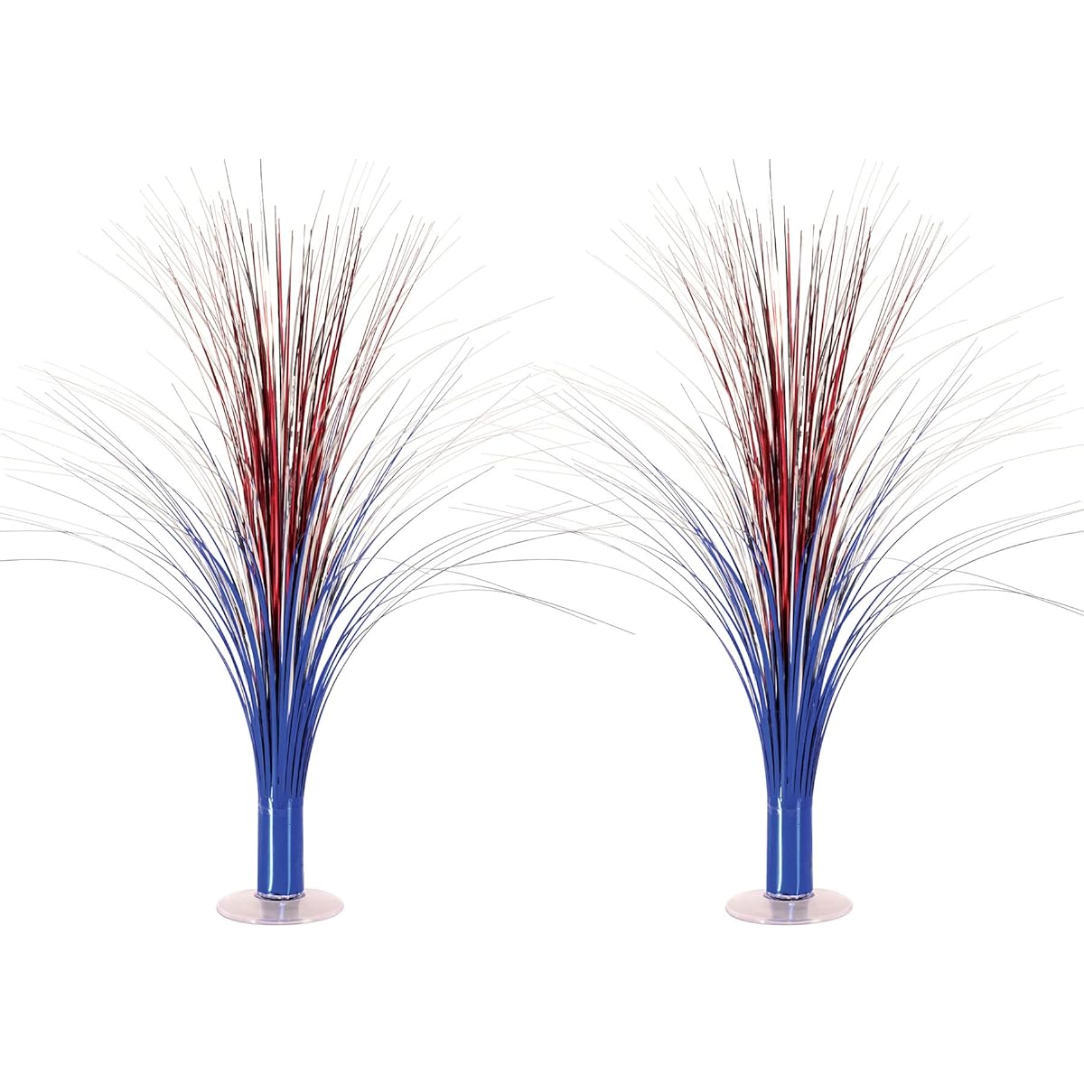 Beistle Plastic Metallic Spray Centerpieces for Patriotic Decorations 4th of July Tableware USA Labor Day Party Supplies 19" Red/Silver/Blue 2pcs