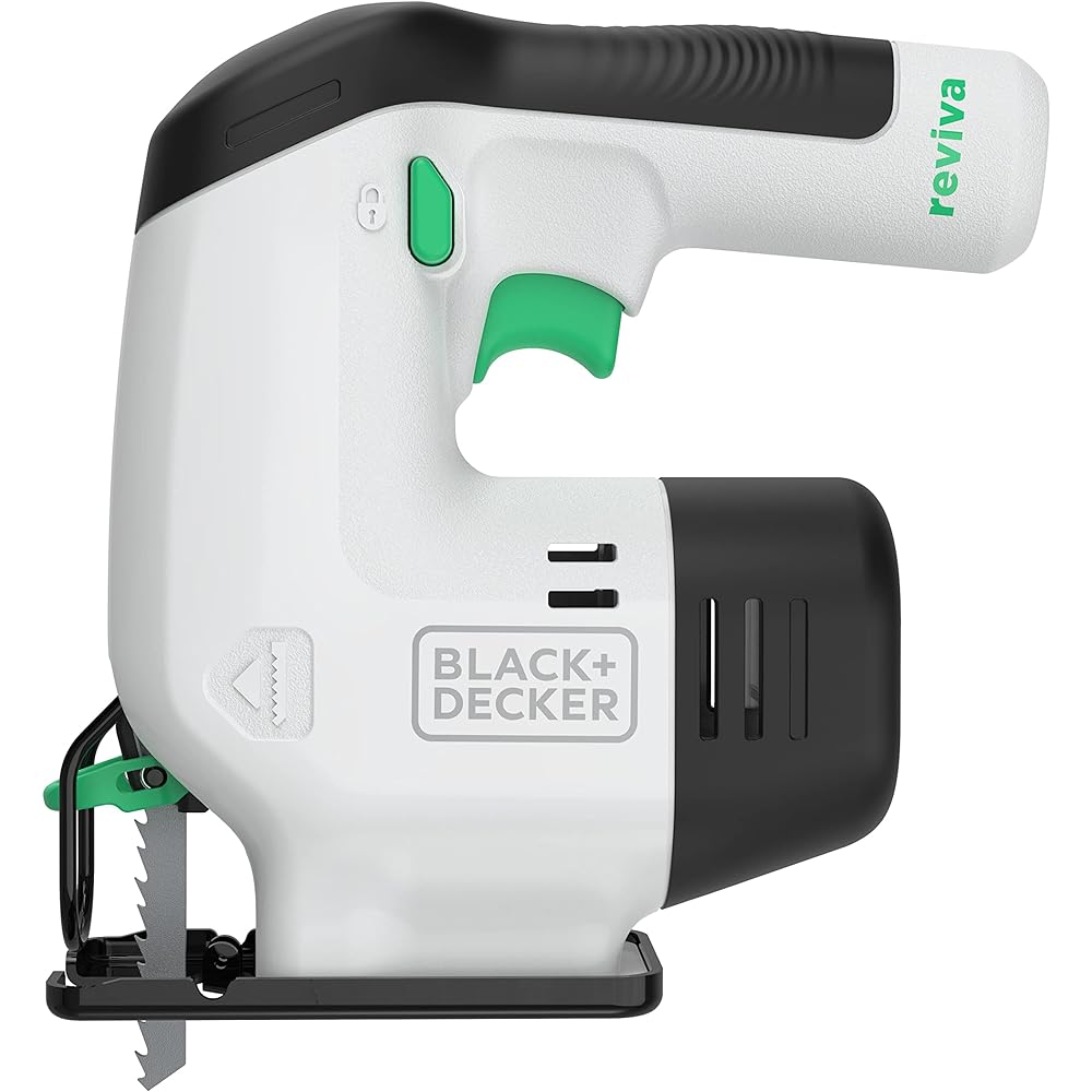 Black and Decker Reviva Jigsaw 10.8V Cordless [Uses Recycled Materials] Power Tool Cutting Tool One-Touch Blade Replacement Sustainable DIY SDG REVJ12C-JP