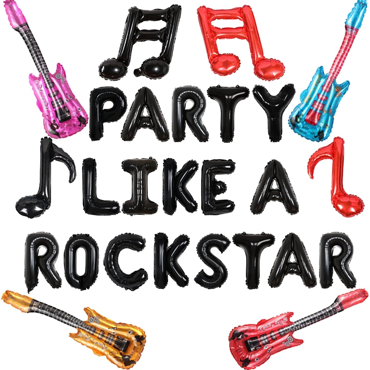 Rock and Roll Theme Party Decorations, Party Letter Banner Like a Rock Star Born to Rock Party Decorations Guitar Notes Balloons Music Theme Birthday Party DJ Bar Karaoke Hippie Party Decoration