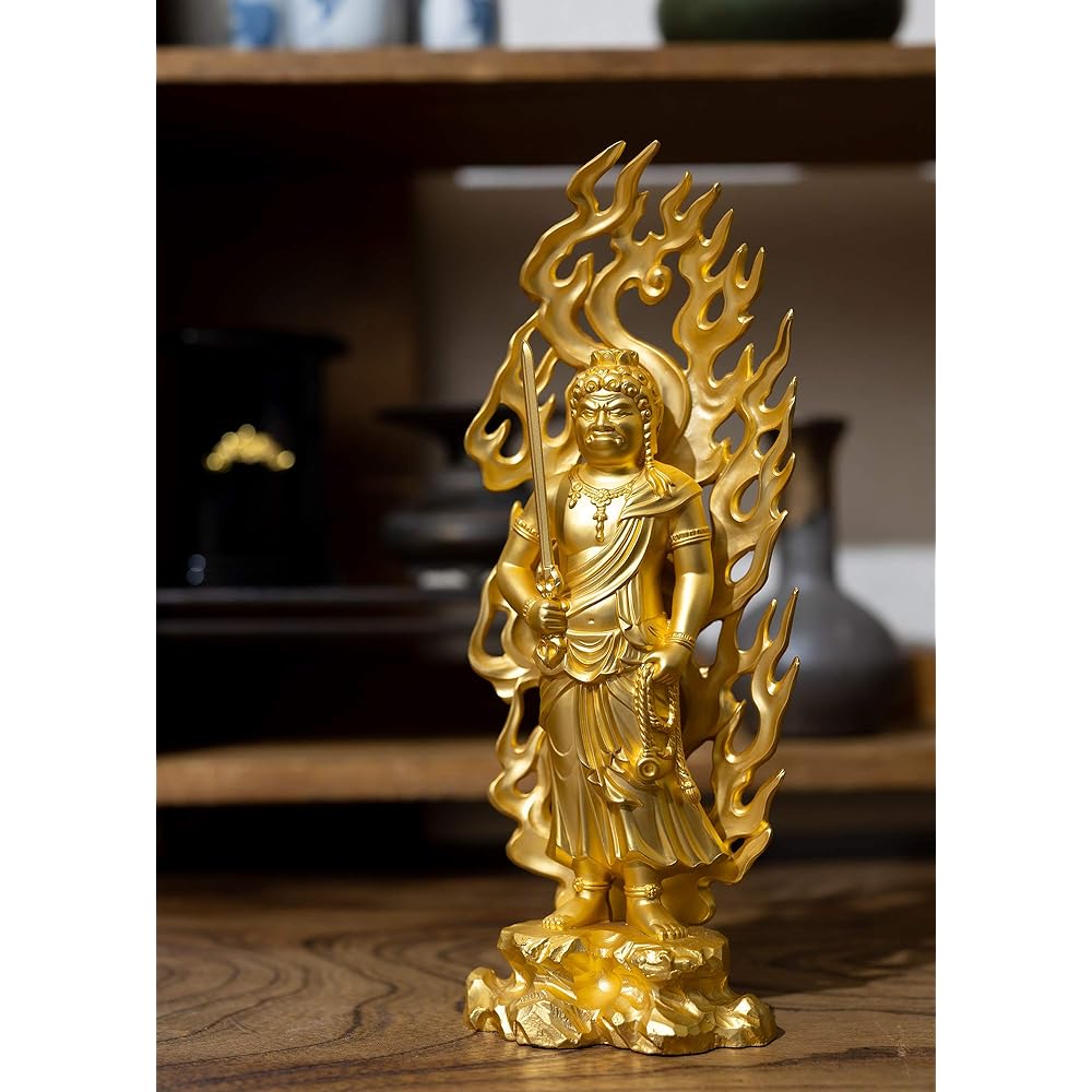 Buddha statue Fudo Myoo 21cm (gold plated/24K gold) Buddhist sculptor: Hideun Makita Original model_ (born in the year of the Rooster) Zodiac guardian main image Takaoka copperware (Fudo Myoo L)