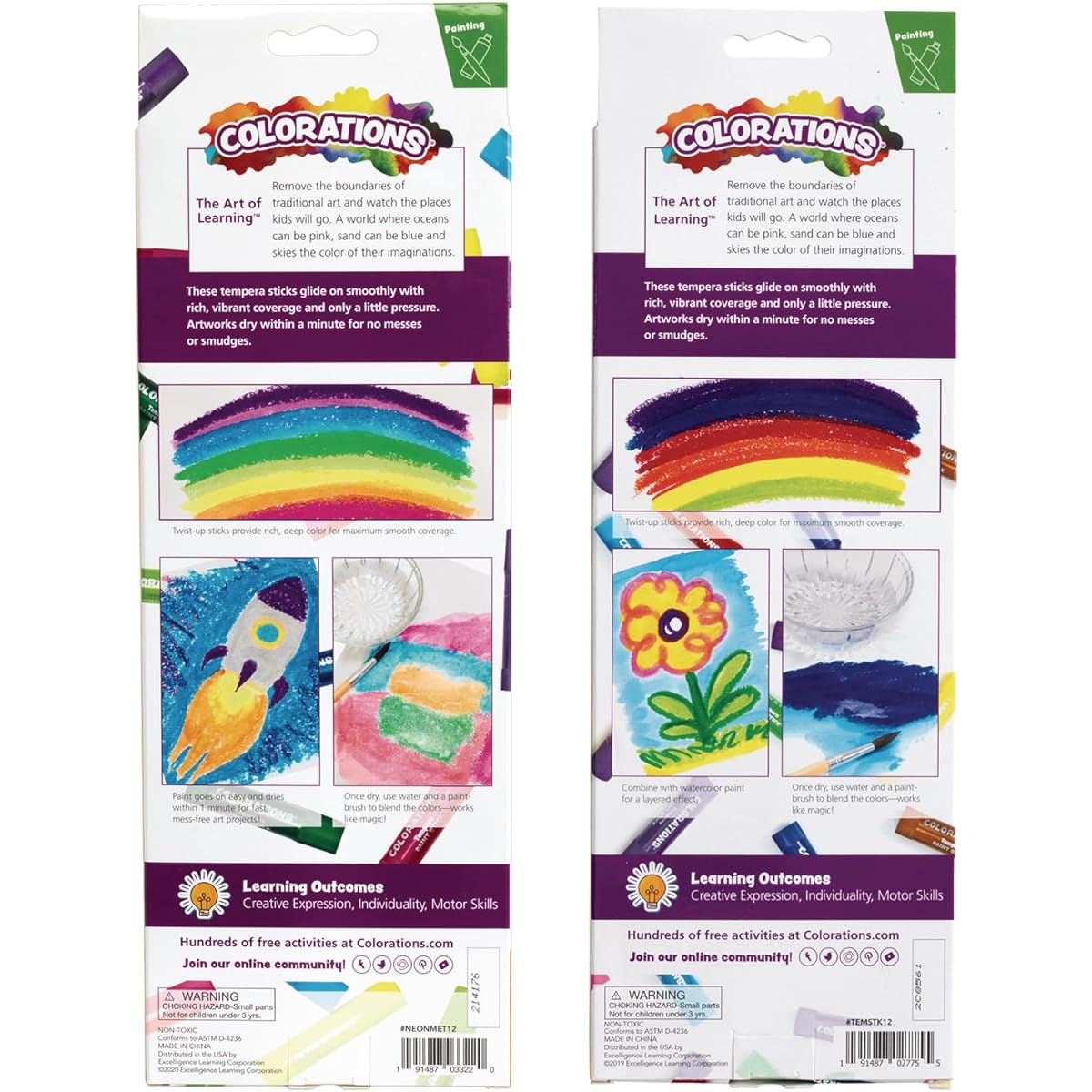 Tempera Paint Sticks, 24 Silky Smooth Colors, Classic Neon & Metallic Colors