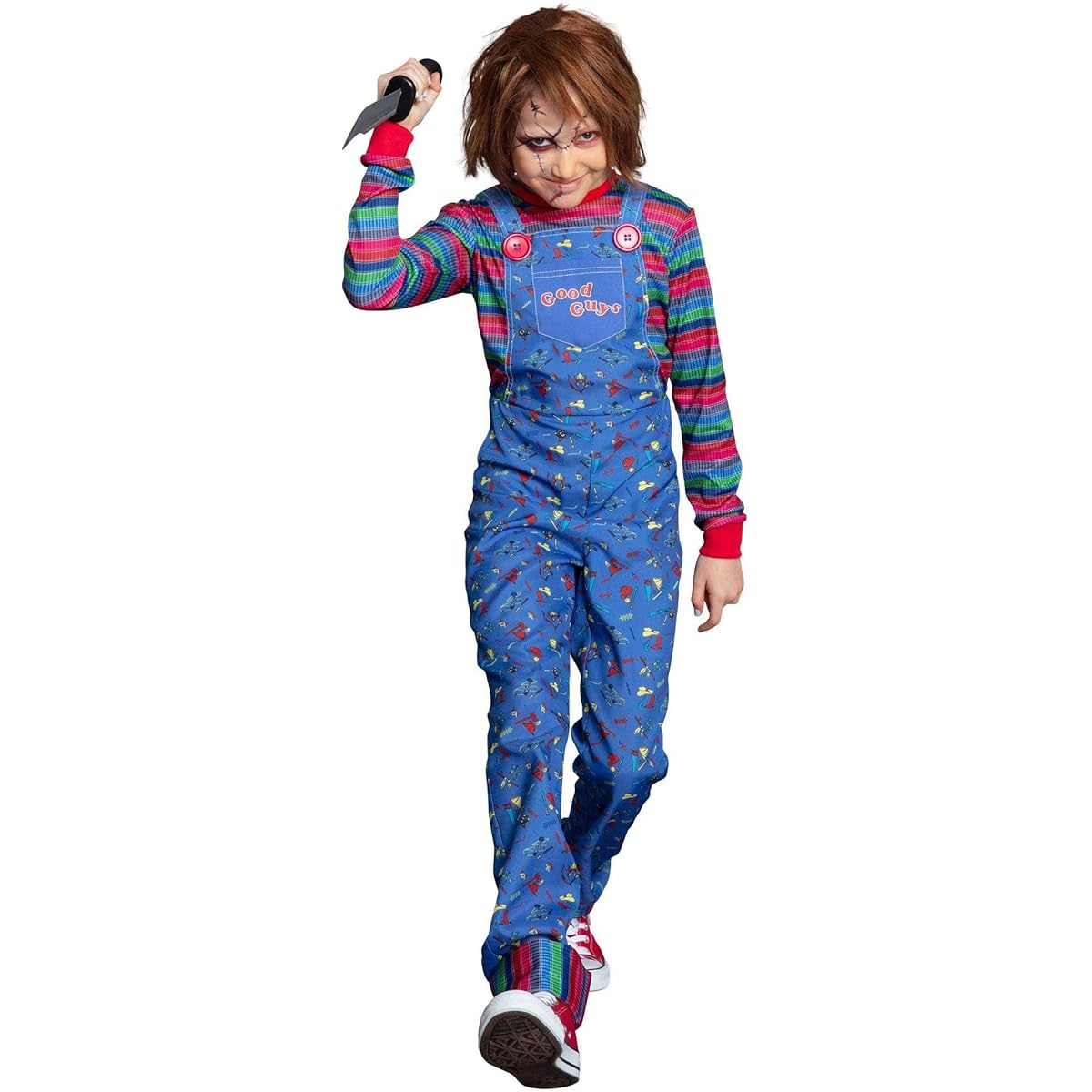 Party City Chucky Halloween Costume for Girls Kids Playsuit with Jumpsuit