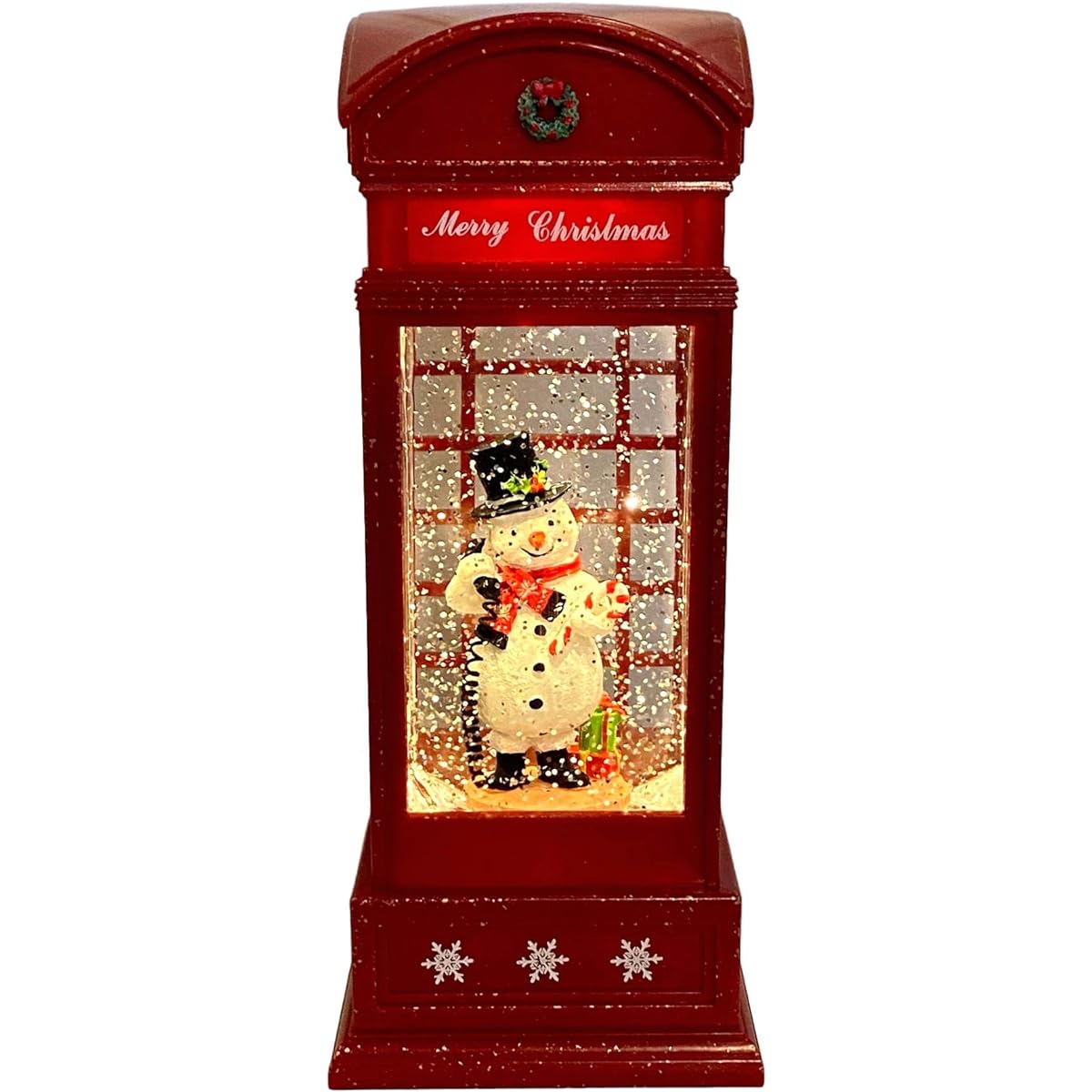 San Francisco Music Box Music Box Lighted Snowman Phone Booth