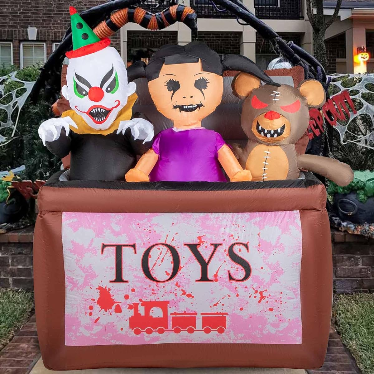 Morejoy 5ft Halloween Inflatable Decoration Outdoor Inflatable Scary Box for Little Girls and Halloween Inflatable with LED Light Christmas Explosive Decoration Perfect for Garden Lawn Home