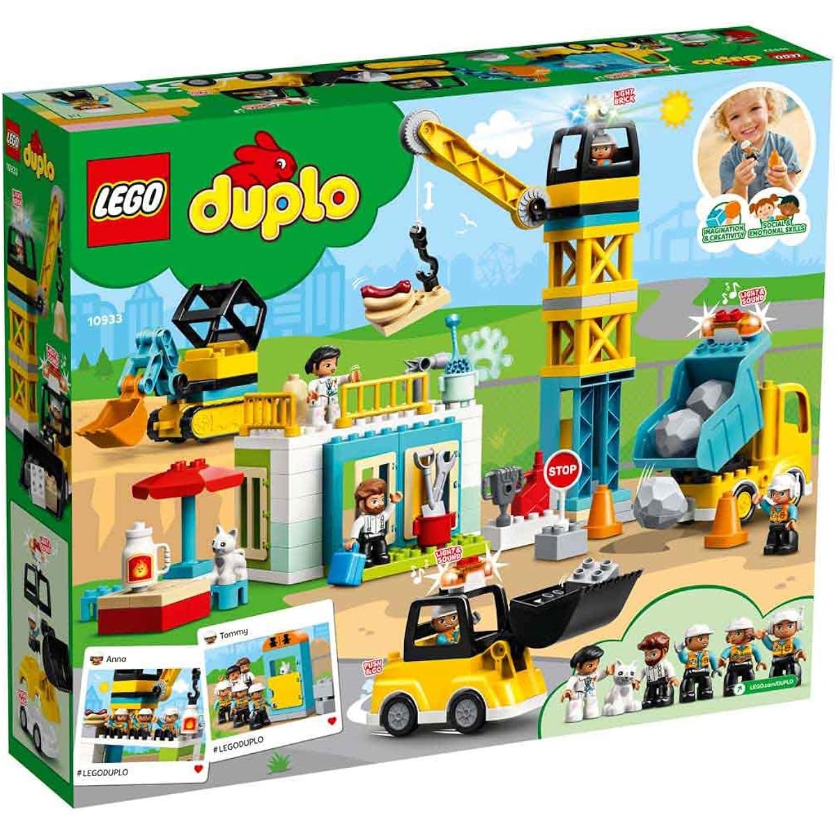 LEGO Duplo Tower Crane Construction Site Vehicle Minifigure Toy for ages 2 and up 10933
