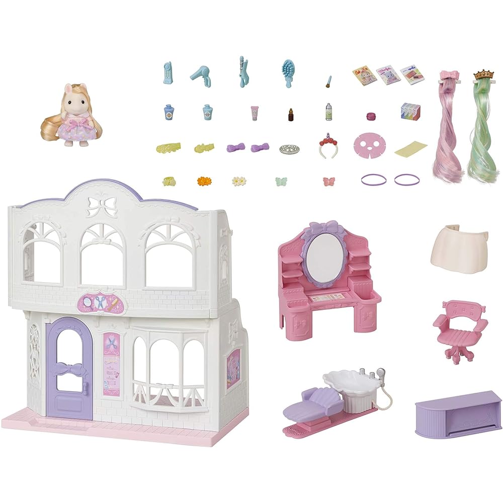 Sylvanian Families Beauty Hair Salon + Stylish Pony Hairdresser Set