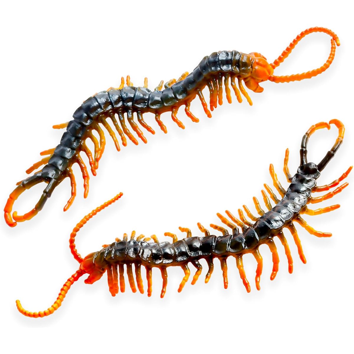 Set of 2 Miniature Centipede Figurines Plastic Centipede Mini Scolopendra Insect Figures Joke Gifts April Fool's Day Halloween Party Decorations