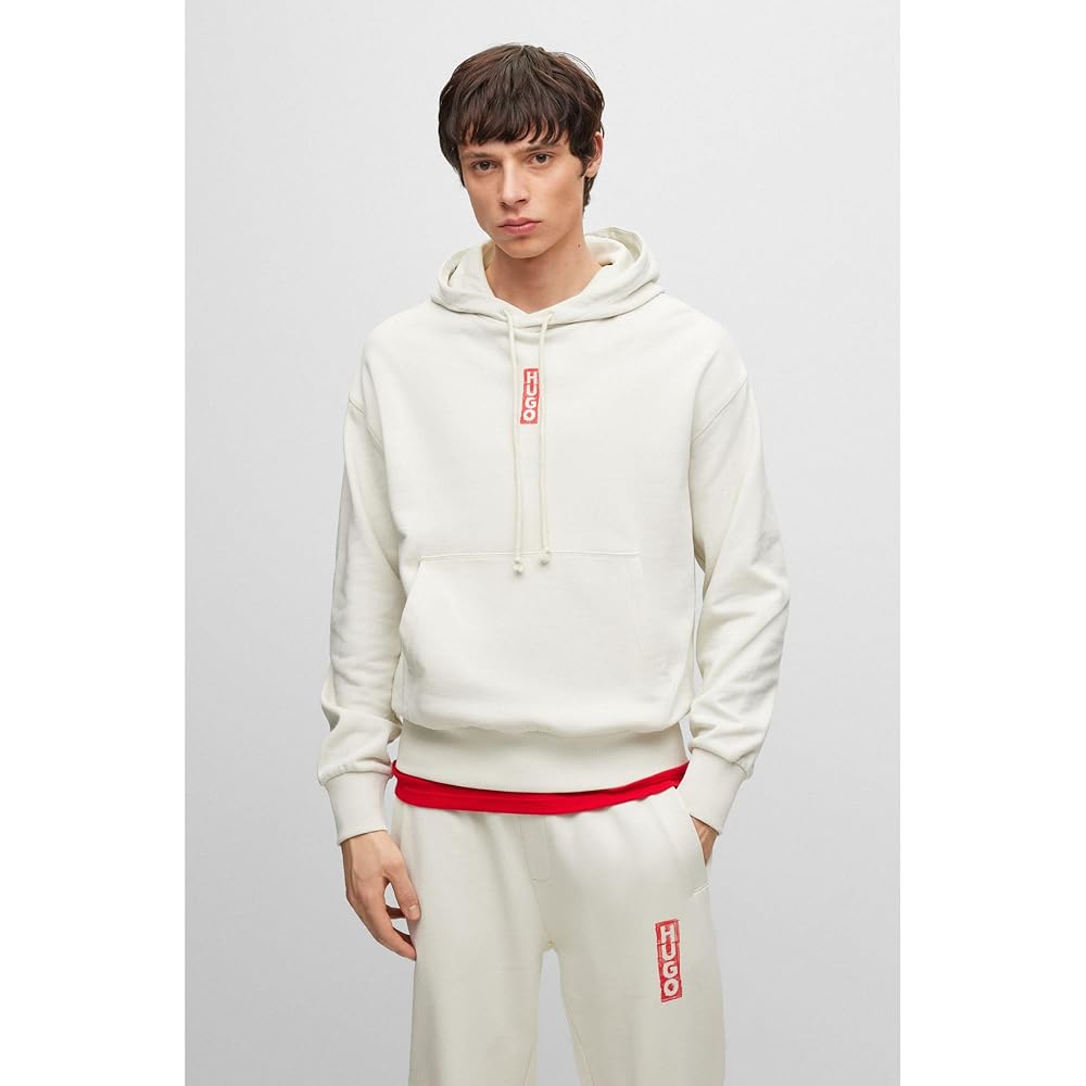 [HUGO] Marker Style Logo Relaxed Fit Cotton Hoodie for Men