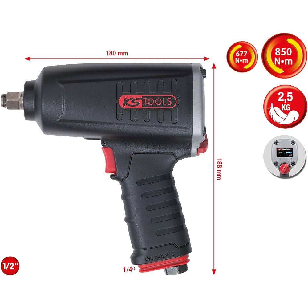 KS TOOLS Pneumatic impact wrench 1/2" 850 Nm 515.1290