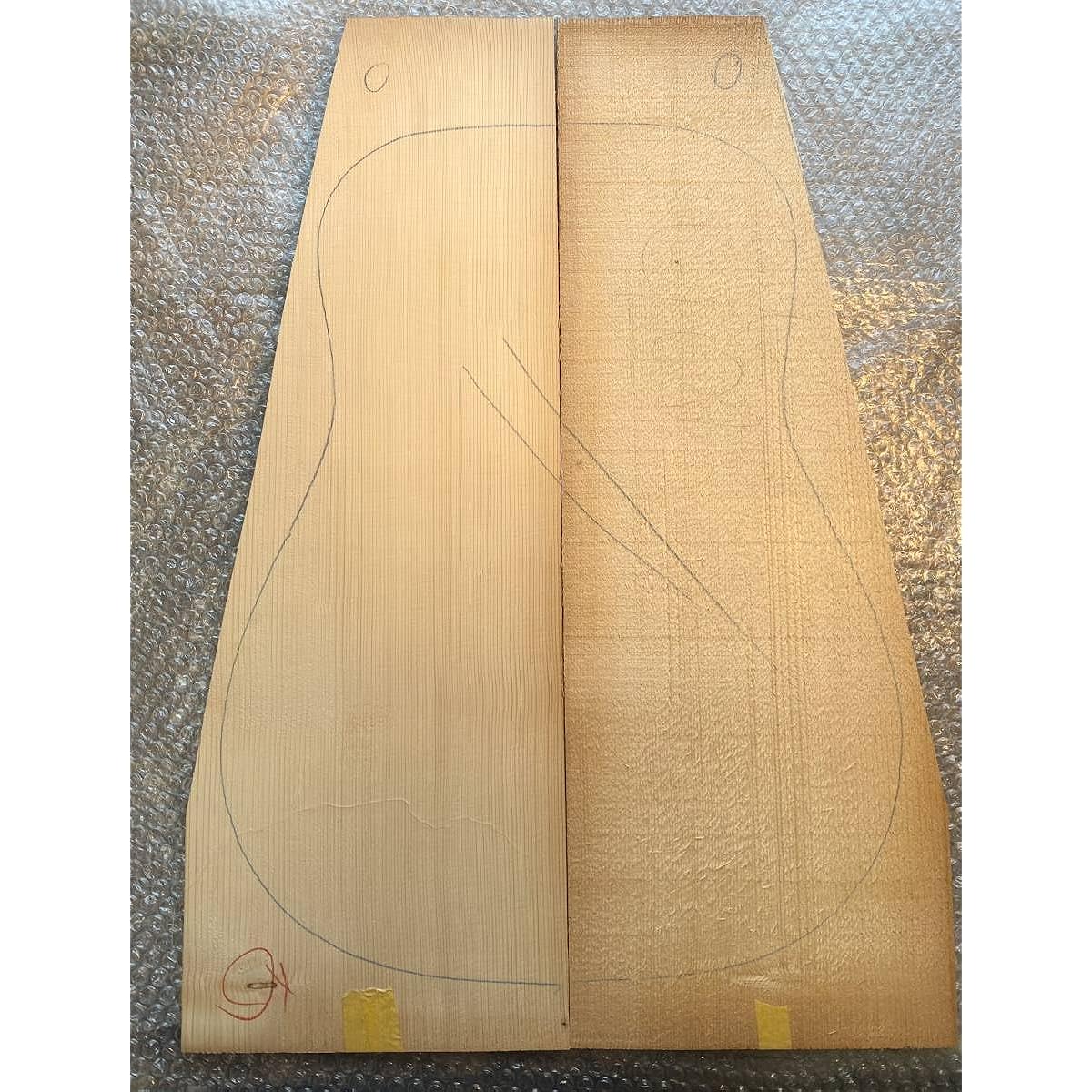 25-year-old German spruce guitar material, Bearclaw grain, bookmatched O top
