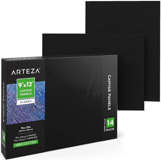 Artezza Black Canvas Panel 9x12 Inch ARTZ-9279