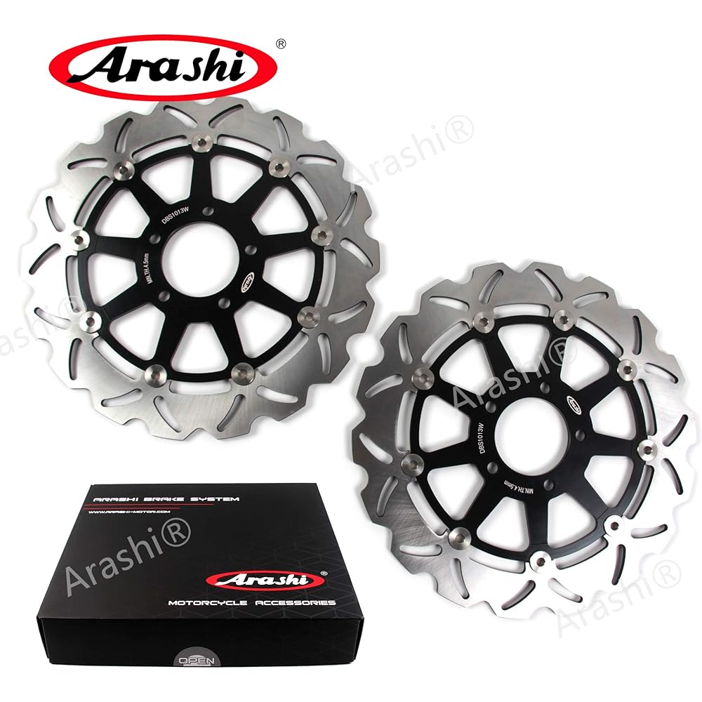 Arashi Front and Rear Brake Disc Rotor Compatible with Suzuki GSXR600 1997-2003 / GSXR750 1996-2003 / GSXR1000 2001-2002 / TL1000S 97-01 TL1000R 98-03 Motorcycle Replacement Accessories Black GSX-R600 GSX-R750 GSX-R1000 GSX R 600 750 1000