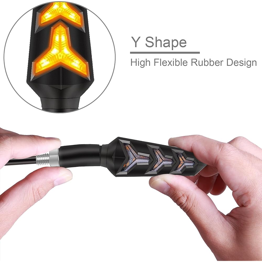 Kinstacks 4PCS Motorcycle Indicator Flow Turn Signal Light Motorcycle Turning Indicator 12V 12 LED Bulb for Motorcycle Bike Scooter Quad Cruiser Offroad Y Shape