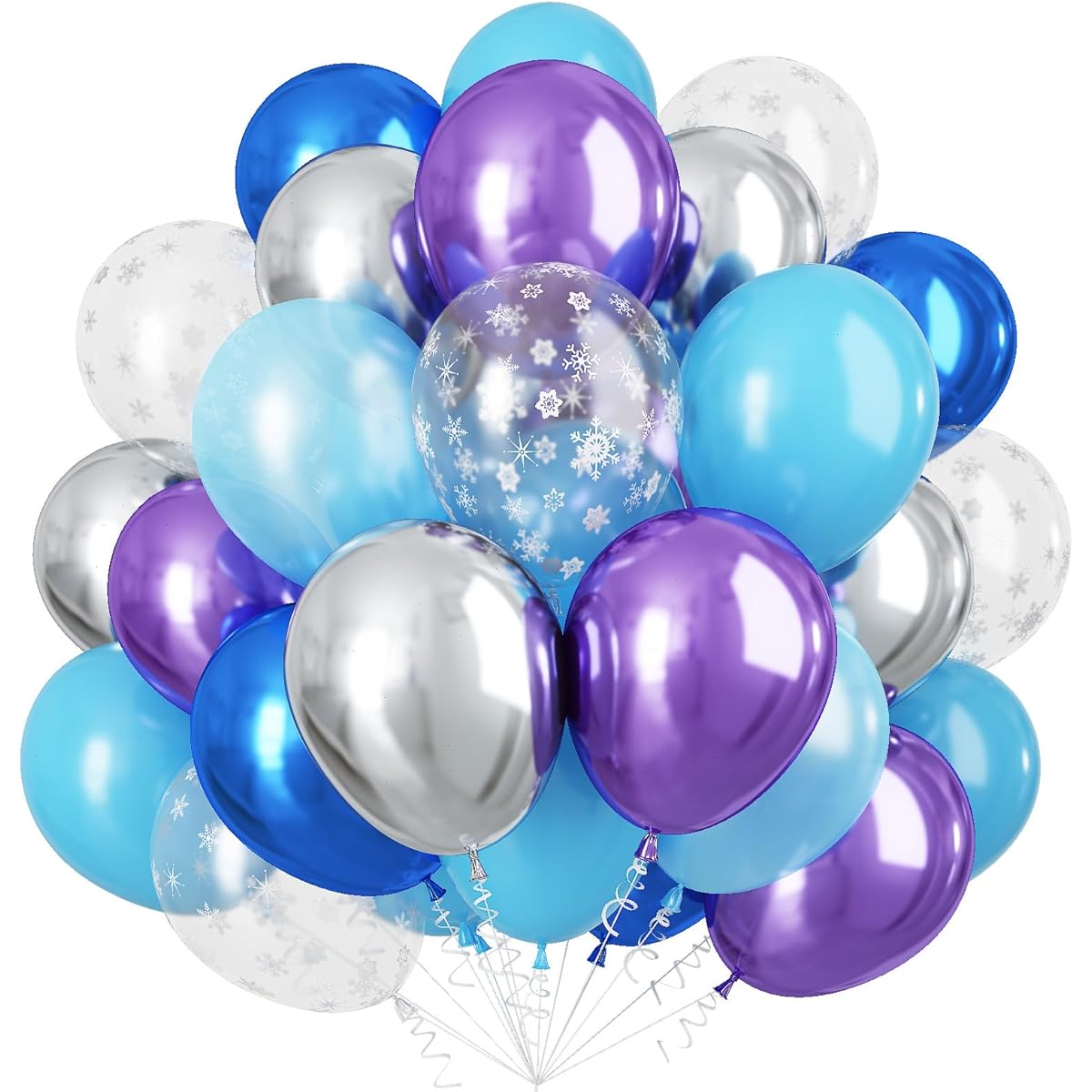 Frozen Balloons Pastel Blue Metallic Purple Silver Balloons Snowflake Latex Balloons Frozen Birthday Party Decorations for Girls Birthday Baby Shower Winter Wonderland Christmas Party Supplies