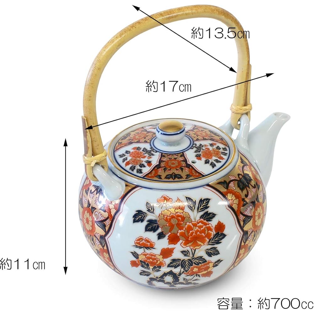 Ranchant Bancha Set Multi Earthenware Jar 17x13.5x11/Cup Φ10x8.8cm Finest Old Imari Arita Ware Made in Japan