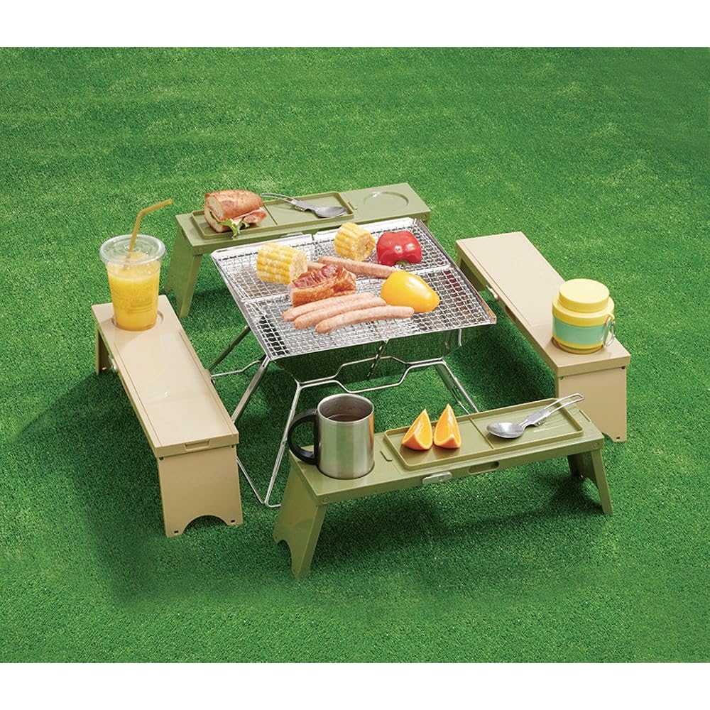 Iseto Outdoor Table Picno (Picno) 3 units Green When assembled: approx. Width 12 x Depth 41.7 x Height 13cm I-569-3 3 units included