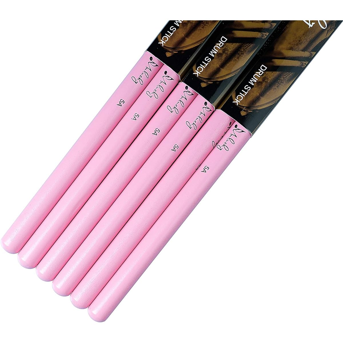 Mulucky 5A Drumsticks Classic Maple Wood Drumsticks with Carry Bag 3 Pairs Pink