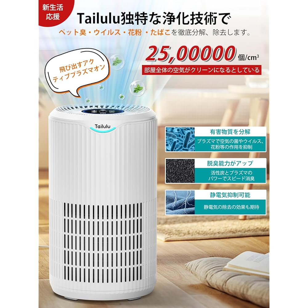 Air Purifier (2024 Advanced Edition, Pollen Protection, 360° Circulation Purification & Silent Design) Air Purifier, Compatible with 20 - 40 Tatami Mats, Tobacco, Pets, Dust, Pollen, Disinfecting,